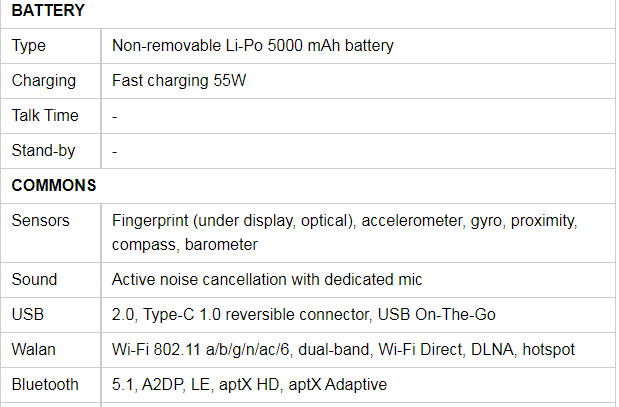 Xiaomi Mi 12 Lite Specification 