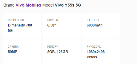 Vivo Y55s 5G  Summary 